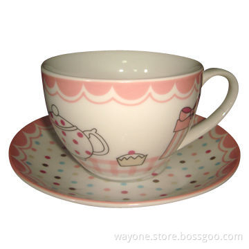 220cc Tea Cup and Saucer with Pink Color, Fashionable Shape